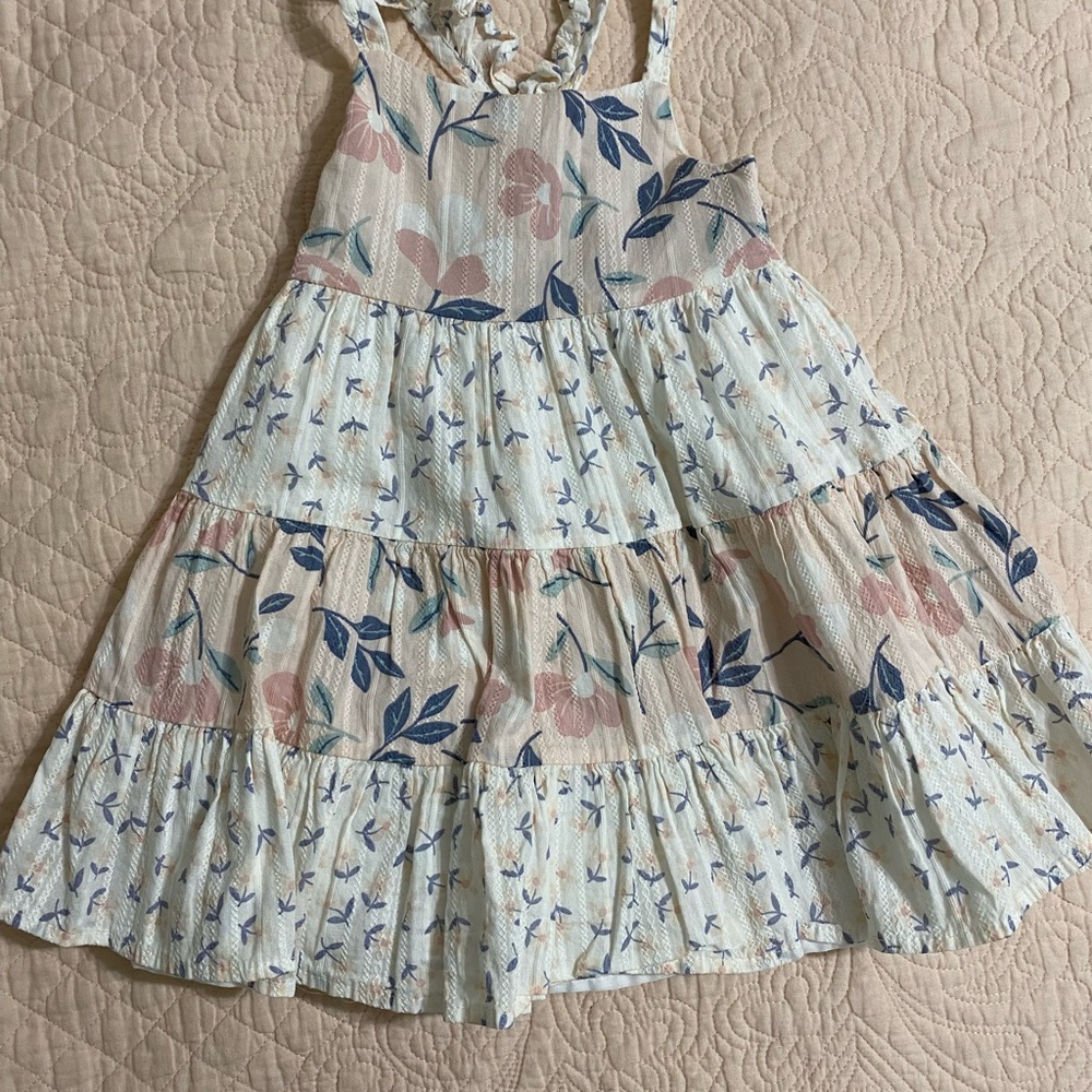 Catherine Malandrino Cream Sundress with Blue and Pink Floral Print